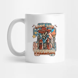 Long Live Freedom Western Skeleton Mug